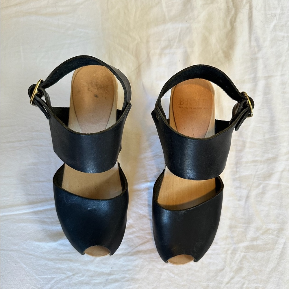 BRYR | Women’s clogs, Miranda peep toe, black size 35